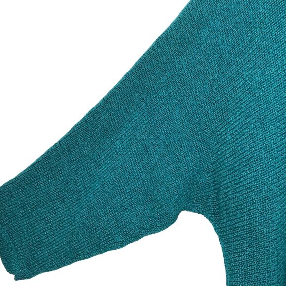 Chicos Top Size 2 (12-14) Green Crossback Pullover 3/4 Sleeve Knit Sweater - Picture 4 of 11